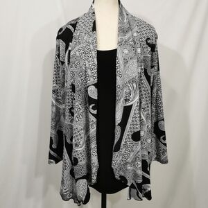 Vintage Vamp Open Front Duster Style Blouse w/ Attached Tank - Sz L/XL